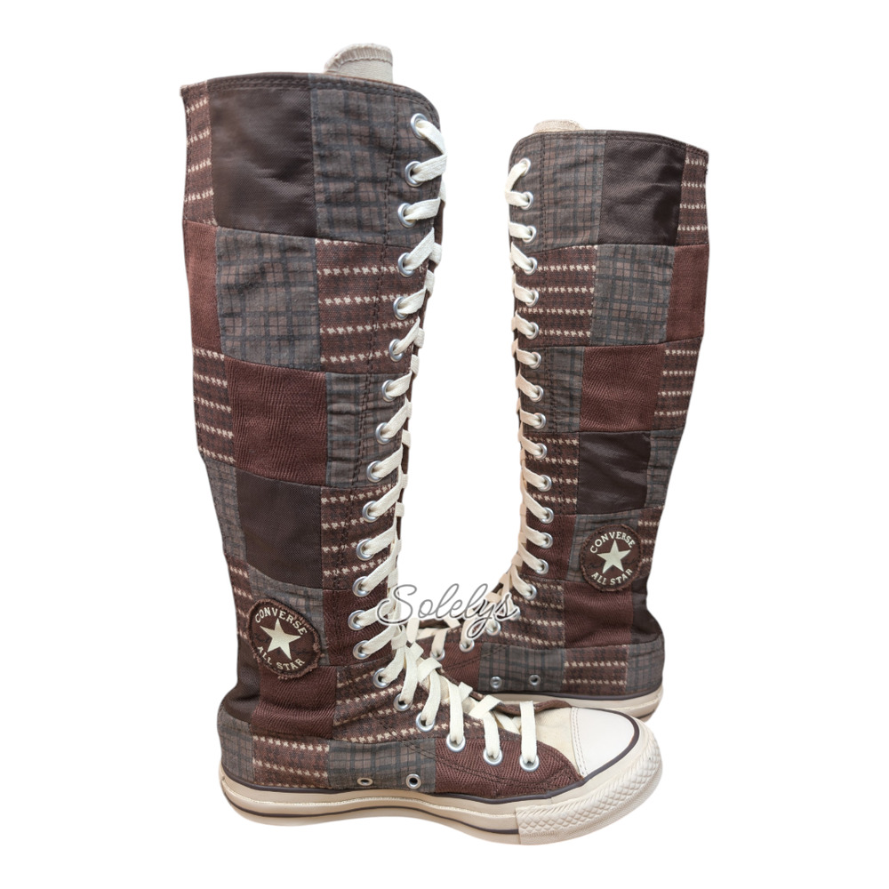 Converse 2007 XXHI Brown Patchwork Knee High Custom Elastic Laced Sneaker Boot 7